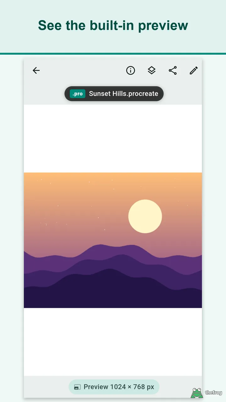 The built-in preview of a .procreate file shown in Brush Viewer
